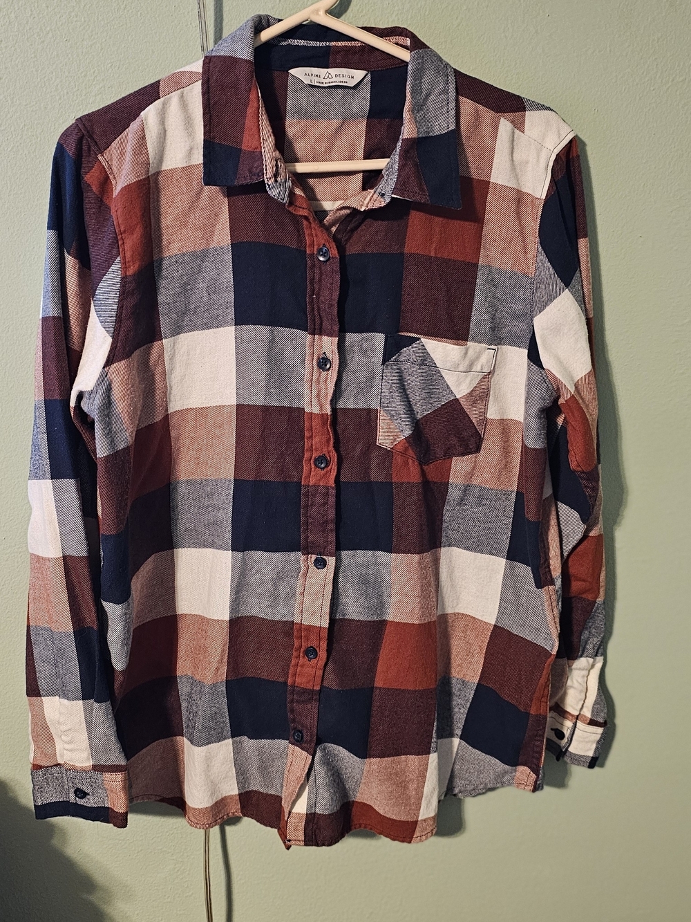 Alpine Design Men's Plaid Button-Down Shirt - Red Navy Cream
